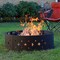 36 Inch Black Steel Fire Pit Ring with Diamond Cutouts Heavy Duty 4 Piece Assembly and Firewood Poker for Patio Backyard Campsite